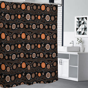 White And Orange Aboriginal Dot Print Shower Curtain