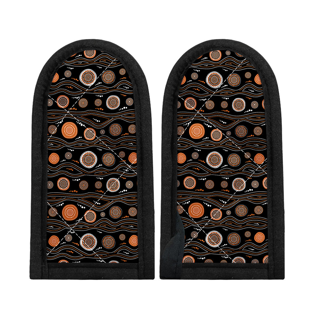 White And Orange Aboriginal Dot Print Skillet Handle Cover
