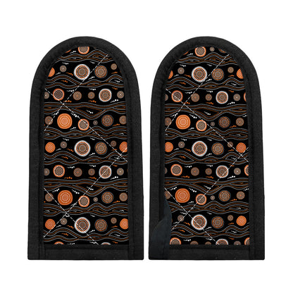 White And Orange Aboriginal Dot Print Skillet Handle Cover