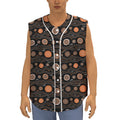 White And Orange Aboriginal Dot Print Sleeveless Baseball Jersey