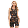 White And Orange Aboriginal Dot Print Sleeveless One Piece Swimsuit