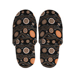 White And Orange Aboriginal Dot Print Slippers