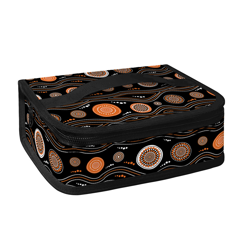 White And Orange Aboriginal Dot Print Small Lunch Bag