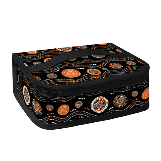 White And Orange Aboriginal Dot Print Small Lunch Bag