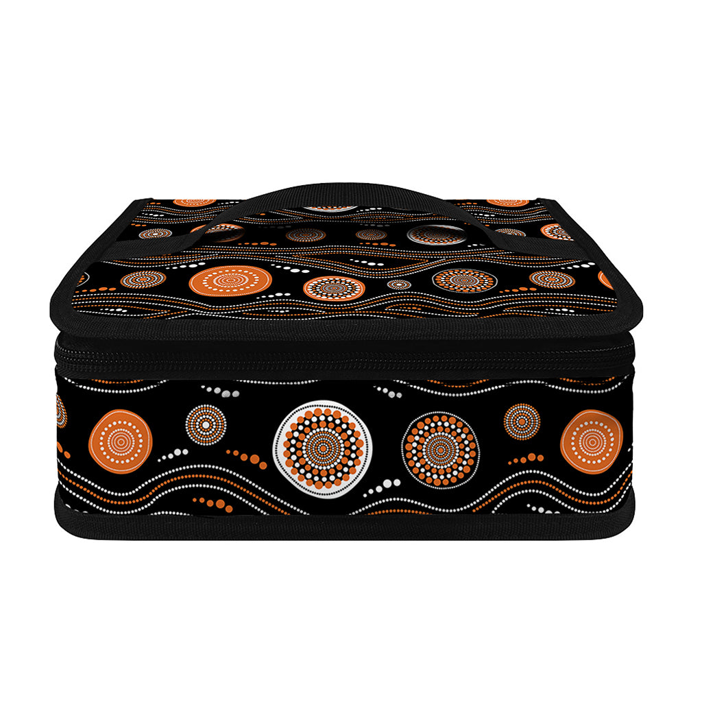 White And Orange Aboriginal Dot Print Small Lunch Bag