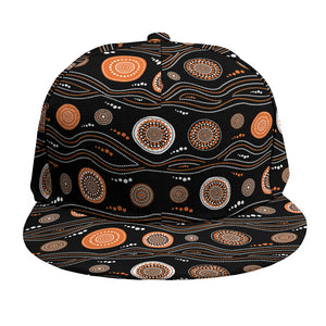 White And Orange Aboriginal Dot Print Snapback Cap