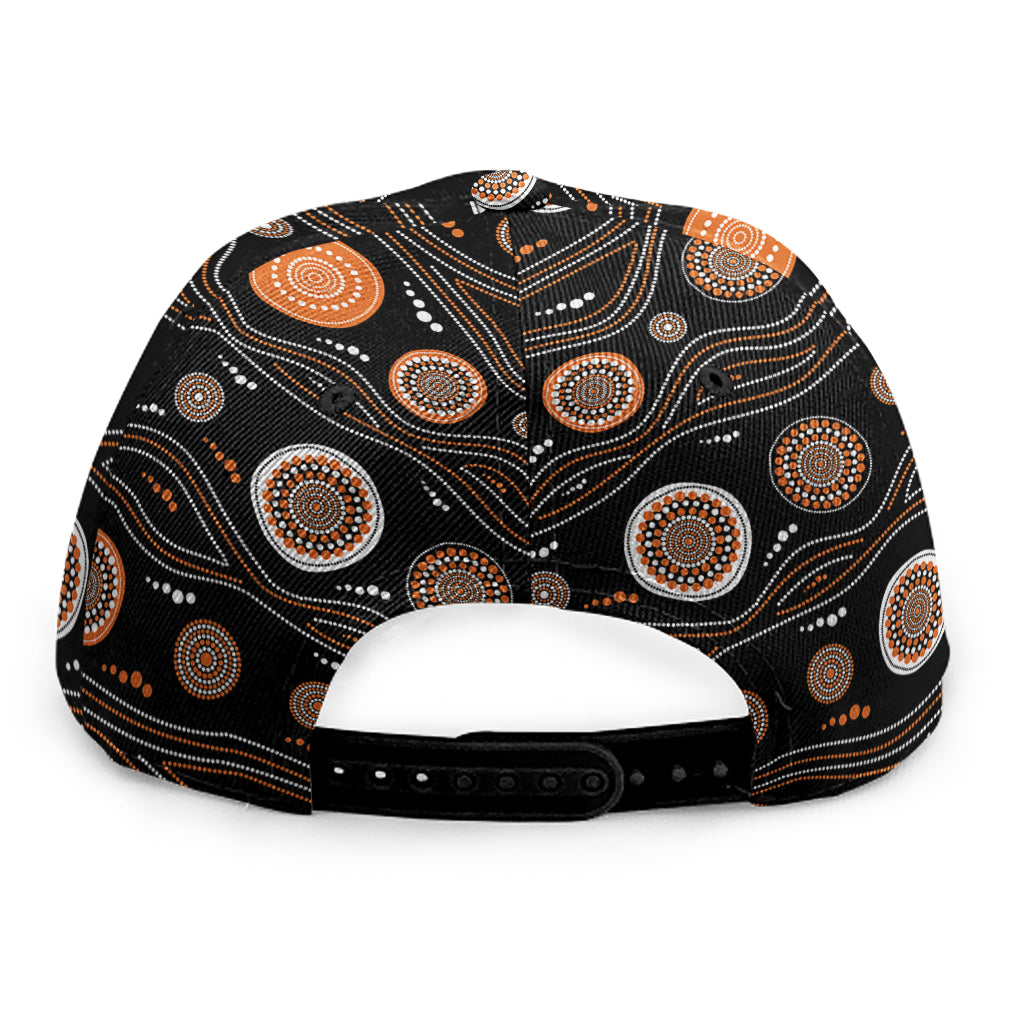 White And Orange Aboriginal Dot Print Snapback Cap