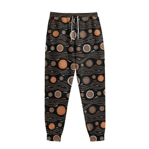 White And Orange Aboriginal Dot Print Sweatpants