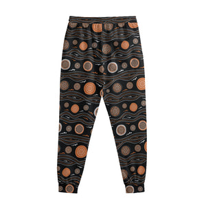 White And Orange Aboriginal Dot Print Sweatpants