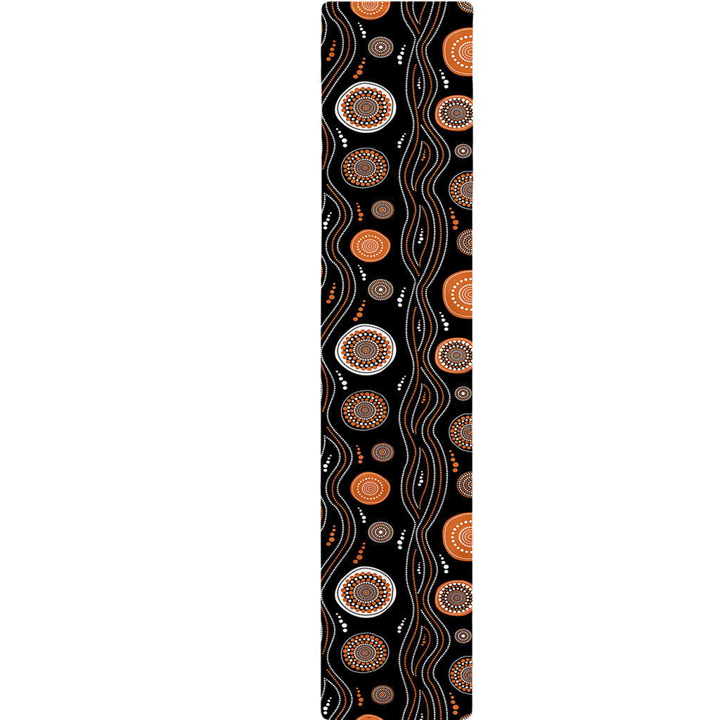 White And Orange Aboriginal Dot Print Table Runner