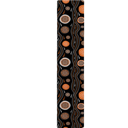 White And Orange Aboriginal Dot Print Table Runner