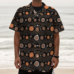 White And Orange Aboriginal Dot Print Textured Short Sleeve Shirt