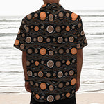 White And Orange Aboriginal Dot Print Textured Short Sleeve Shirt