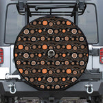 White And Orange Aboriginal Dot Print Tire Cover With Camera Hole