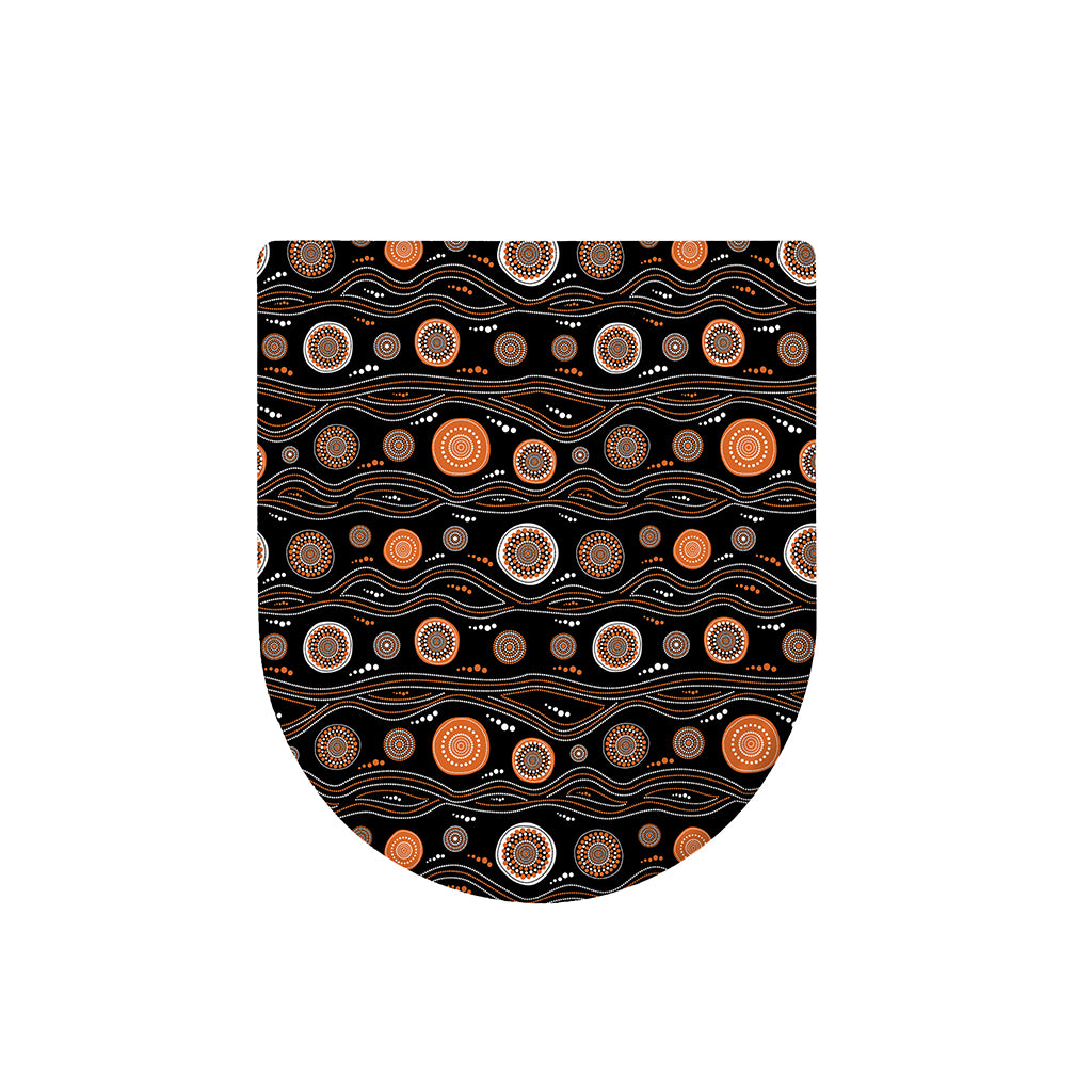 White And Orange Aboriginal Dot Print Toilet Lid Cover