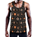 White And Orange Aboriginal Dot Print Men's Workout Tank Top