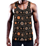 White And Orange Aboriginal Dot Print Training Tank Top