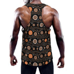White And Orange Aboriginal Dot Print Training Tank Top