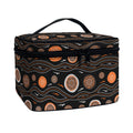 White And Orange Aboriginal Dot Print Travel Makeup Bag