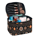 White And Orange Aboriginal Dot Print Travel Makeup Bag