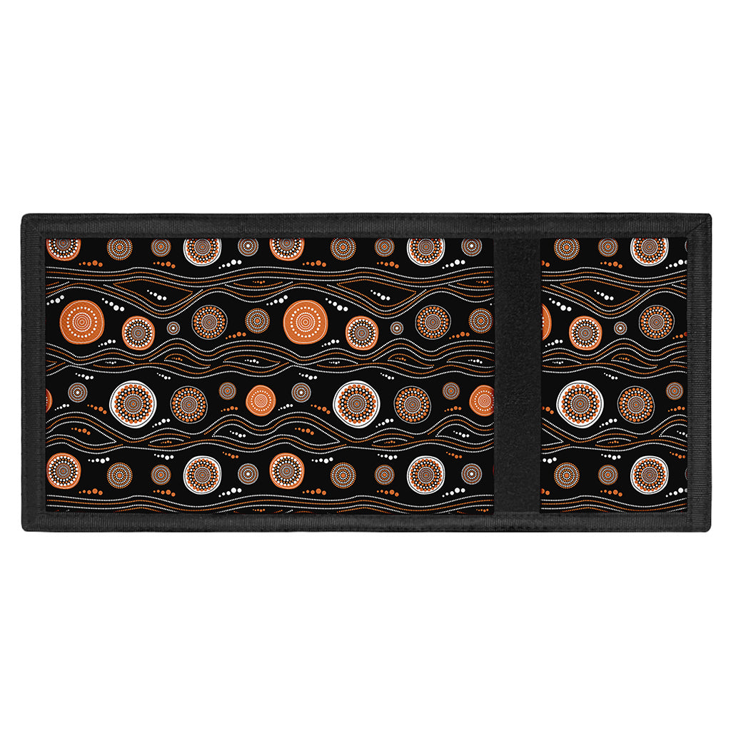 White And Orange Aboriginal Dot Print Trifold Wallet