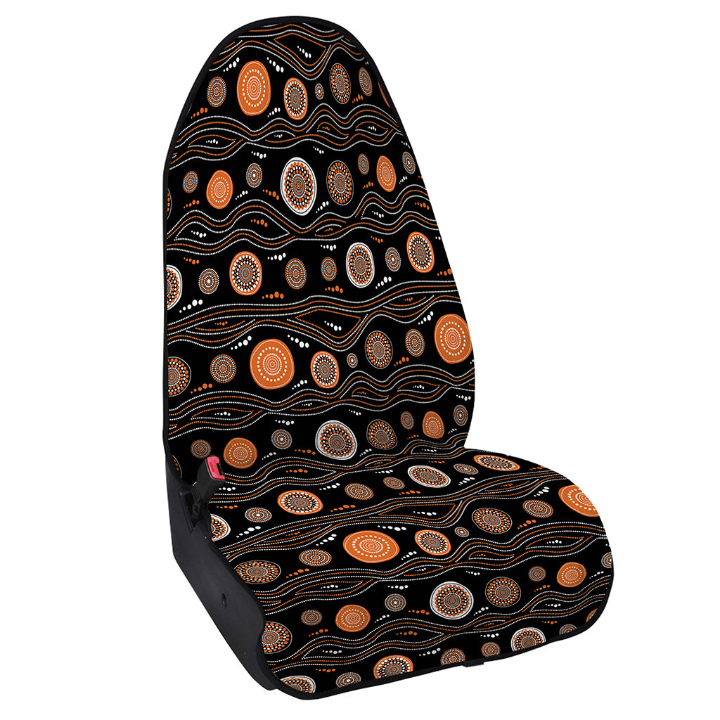 White And Orange Aboriginal Dot Print Waterproof Car Seat Cover