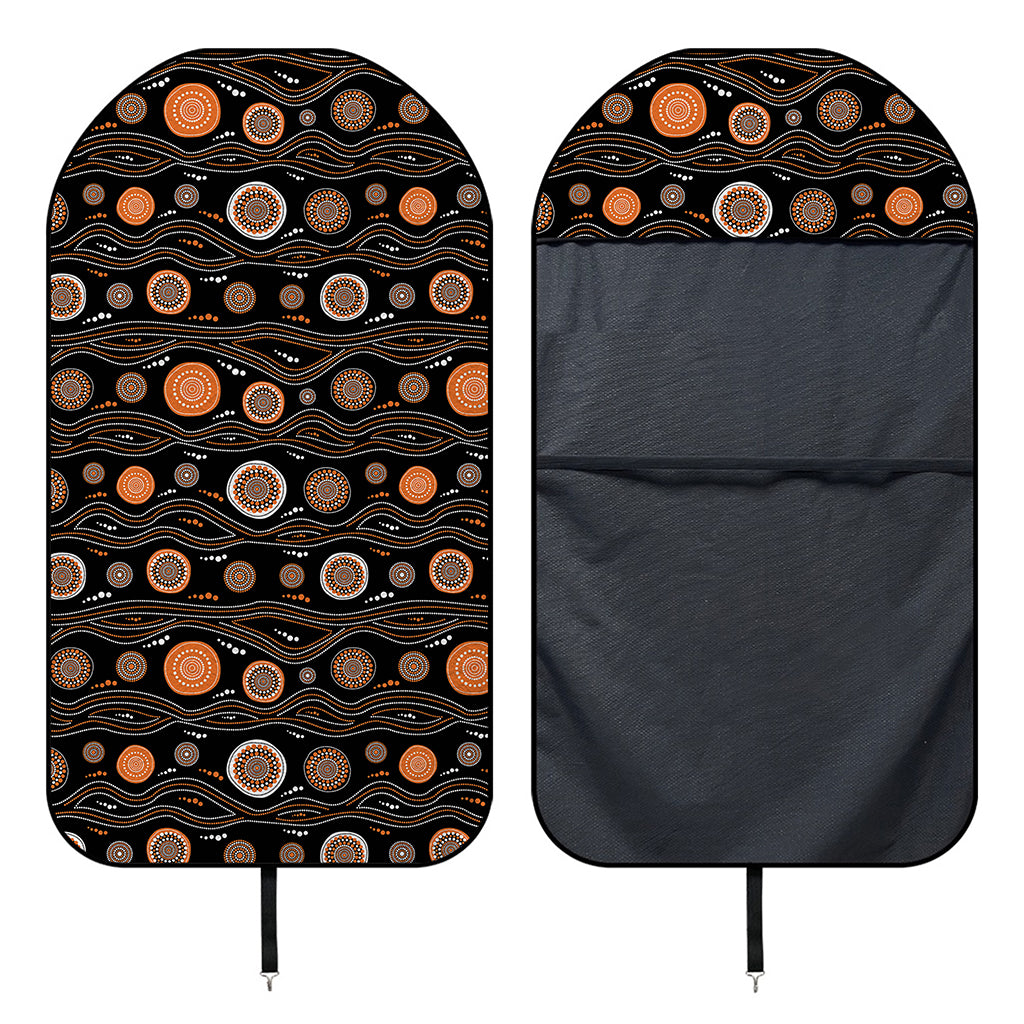 White And Orange Aboriginal Dot Print Waterproof Car Seat Cover