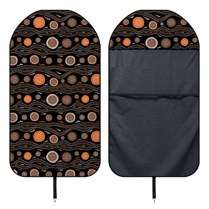 White And Orange Aboriginal Dot Print Waterproof Car Seat Cover