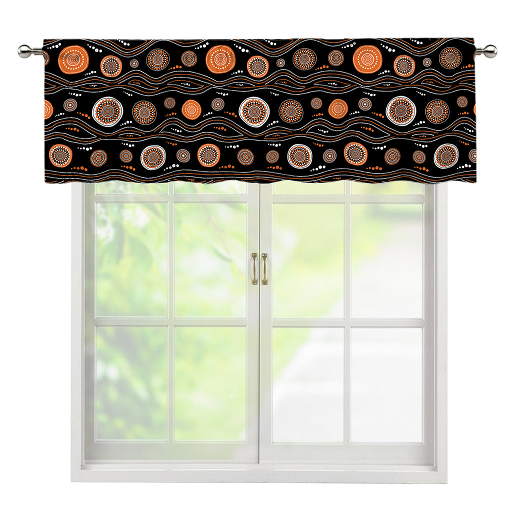 White And Orange Aboriginal Dot Print Window Valance