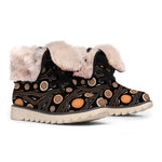 White And Orange Aboriginal Dot Print Winter Boots
