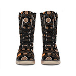 White And Orange Aboriginal Dot Print Winter Boots