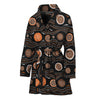 White And Orange Aboriginal Dot Print Women's Bathrobe