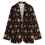 White And Orange Aboriginal Dot Print Women's Blazer