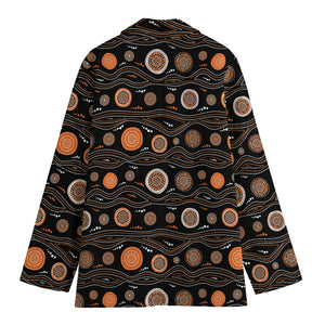 White And Orange Aboriginal Dot Print Women's Blazer