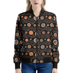 White And Orange Aboriginal Dot Print Women's Bomber Jacket