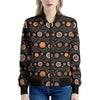 White And Orange Aboriginal Dot Print Women's Bomber Jacket