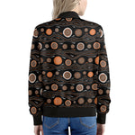 White And Orange Aboriginal Dot Print Women's Bomber Jacket