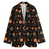 White And Orange Aboriginal Dot Print Women's Cotton Blazer