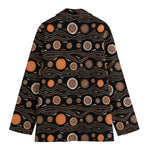 White And Orange Aboriginal Dot Print Women's Cotton Blazer