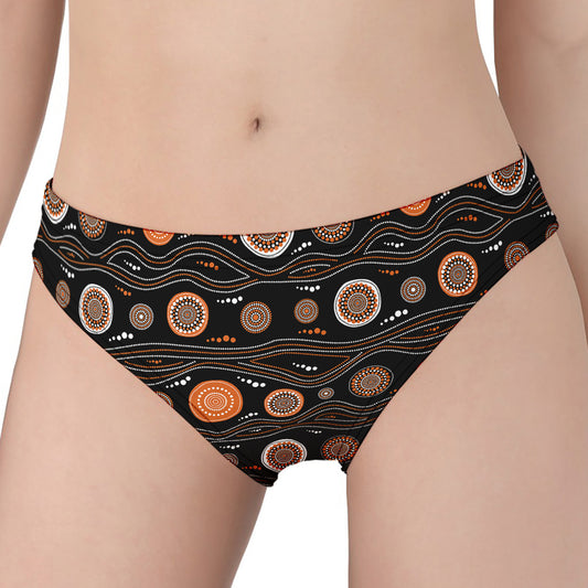 White And Orange Aboriginal Dot Print Women's Panties