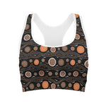White And Orange Aboriginal Dot Print Women's Sports Bra