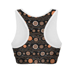 White And Orange Aboriginal Dot Print Women's Sports Bra