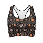 White And Orange Aboriginal Dot Print Women's Sports Bra