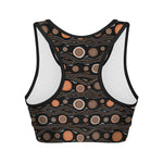White And Orange Aboriginal Dot Print Women's Sports Bra