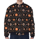 White And Orange Aboriginal Dot Print Zip Sleeve Bomber Jacket