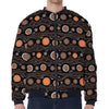 White And Orange Aboriginal Dot Print Zip Sleeve Bomber Jacket