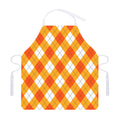 White And Orange Argyle Pattern Print Adjustable Apron