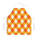 White And Orange Argyle Pattern Print Adjustable Apron
