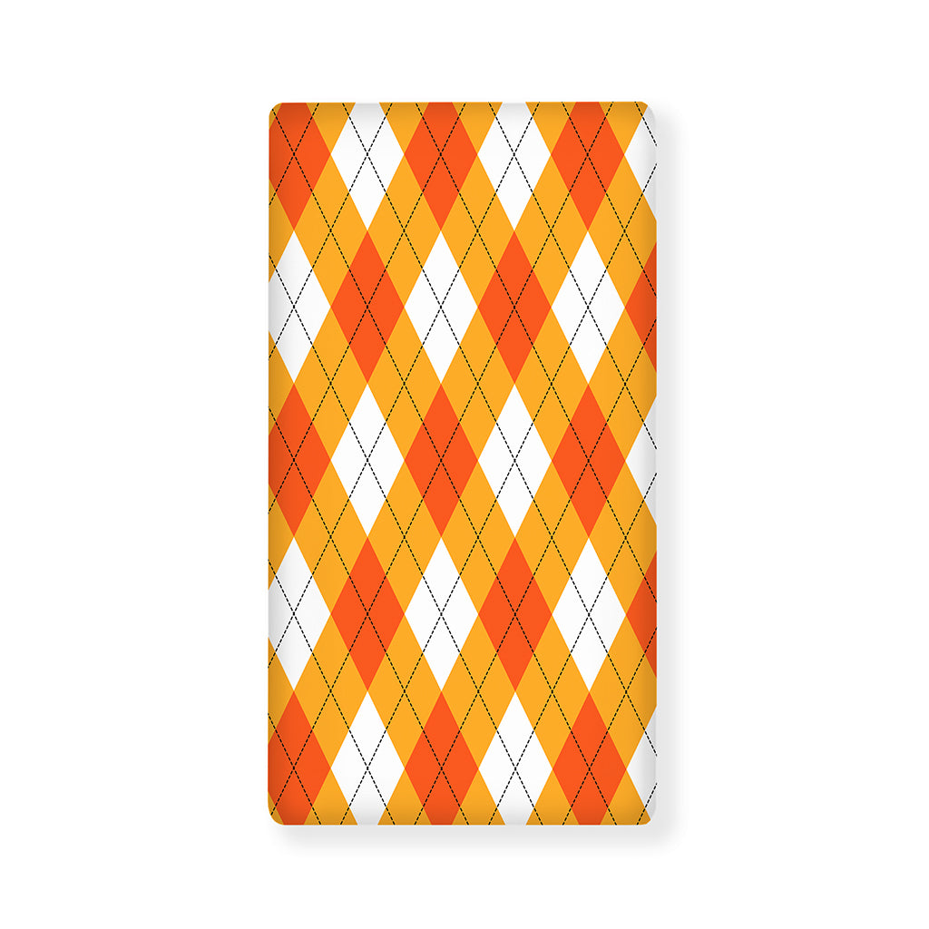 White And Orange Argyle Pattern Print Baby Crib Sheet