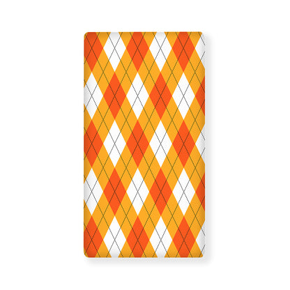 White And Orange Argyle Pattern Print Baby Crib Sheet
